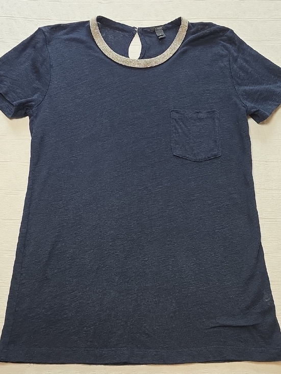 J. Crew Tops - J Crew Embellished Linen Crewneck Women's Size Small